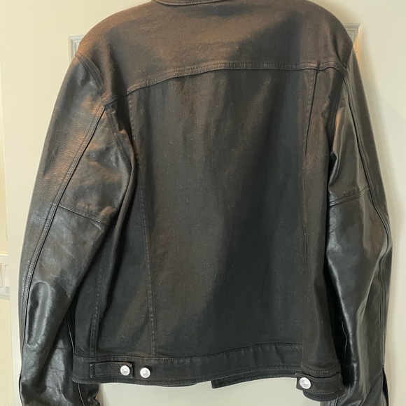 Beckham Belstaff Jacket,  black, leather and cotton.  Size 50 (men).  $995 new. - Picture 5 of 6